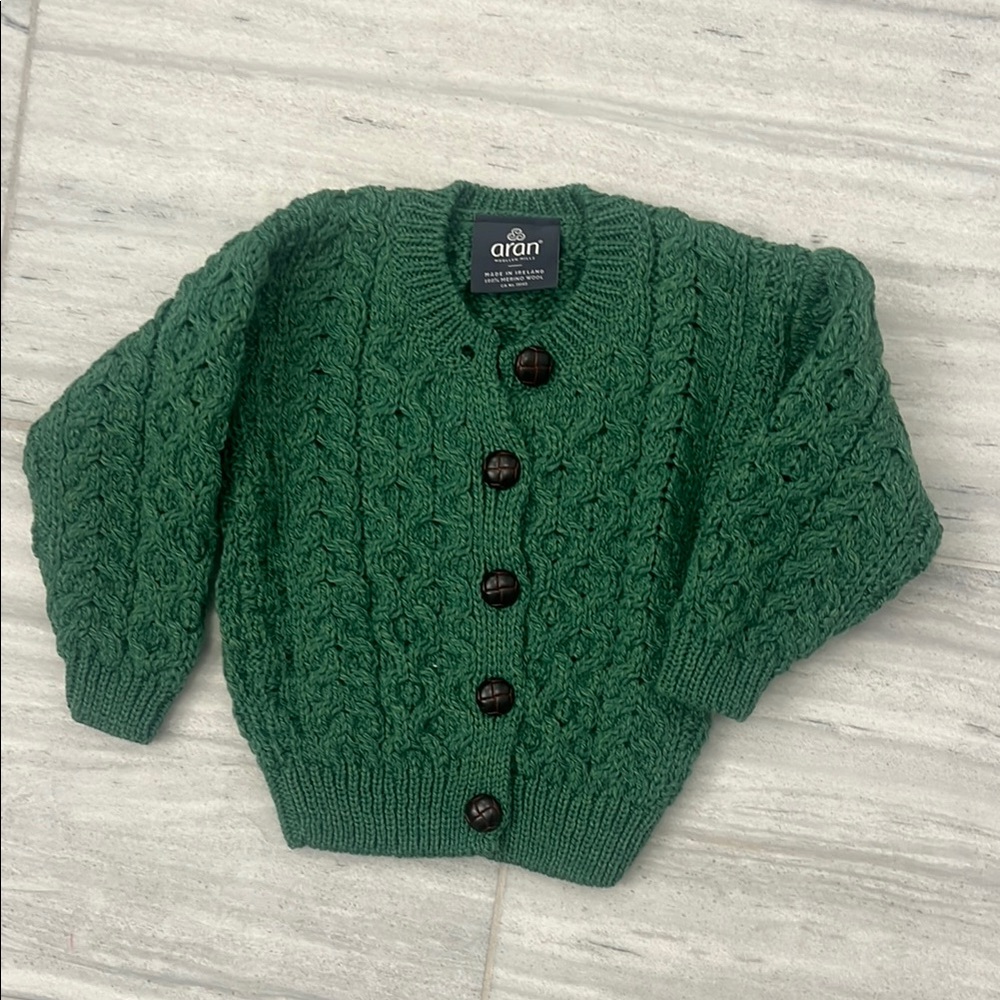 Aran Green Cable Knit Cardigan